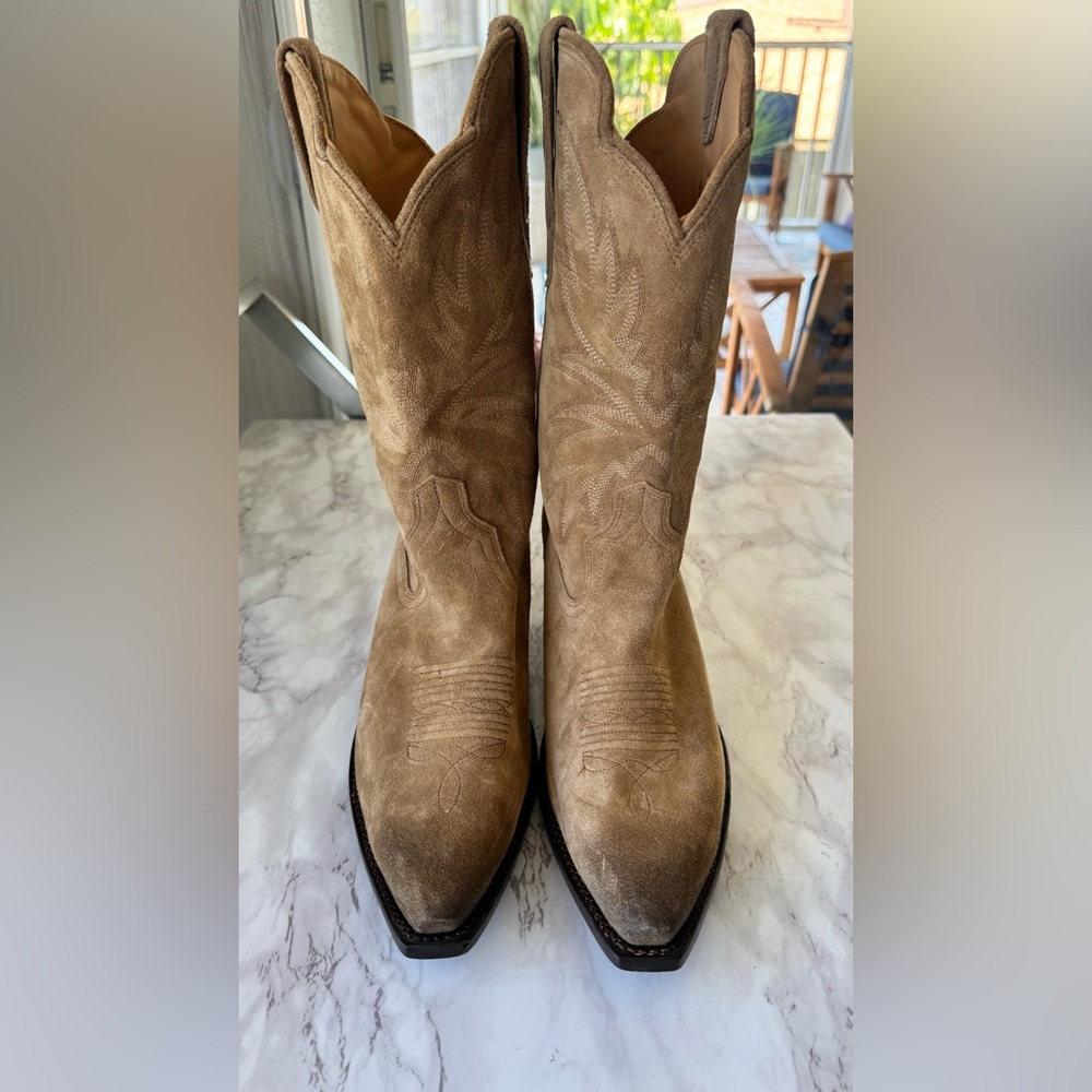 Tecovas The Sadie Toasted Almond Suede Cowboy Boots Tan Women’s 10 NWOT - Picture 3 of 14